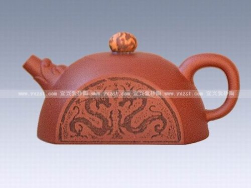 周志君紫砂壶 神龙瓦当 