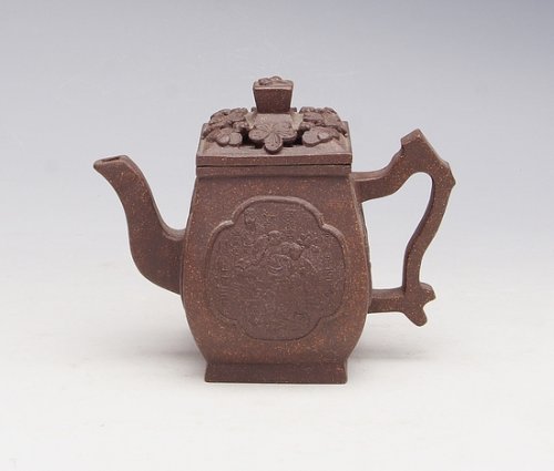 张建强紫砂壶 四方蒌空 