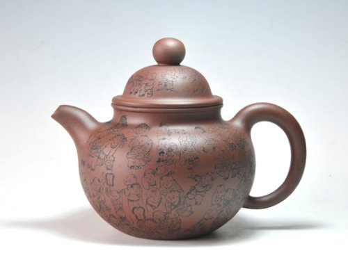 石燕紫砂壶 百子掇球 