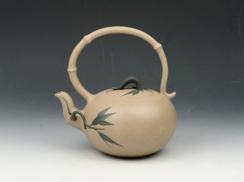 邵慧琴紫砂壶 圆竹提梁 450cc 原矿段泥 