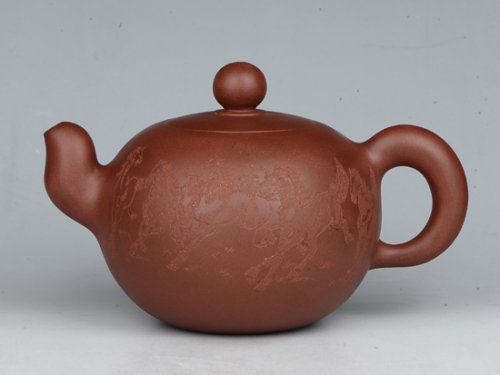 潘雪峰紫砂壶 八骏雄风 容量：550cc 泥料：清水泥 