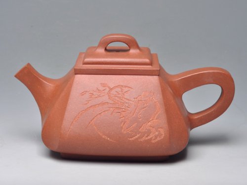 范育君紫砂壶 四方抽角石瓢系列 清水泥 430cc 