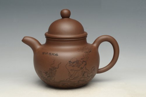 严志军紫砂壶 掇球   泥料：原矿老紫泥  容量：700cc 