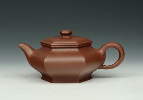 朱水芬紫砂壶 六方虚扁 