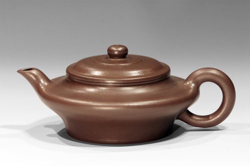 鲍峰岩紫砂壶 虚扁壶 