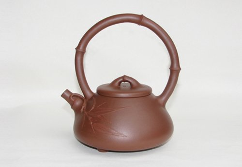 陈午敏紫砂壶 竹节提梁 