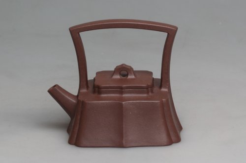 郁百平紫砂壶 菱花提梁 