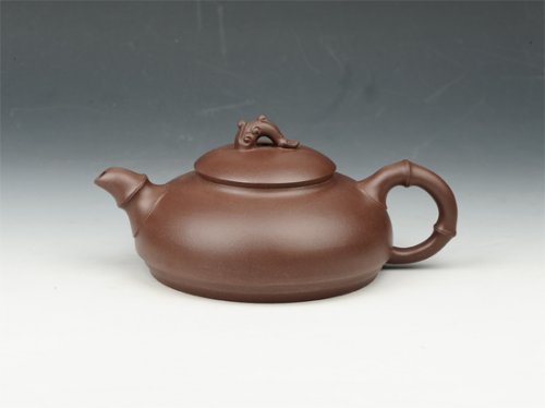邵慧琴紫砂壶 如意竹节 360cc 原矿紫泥 