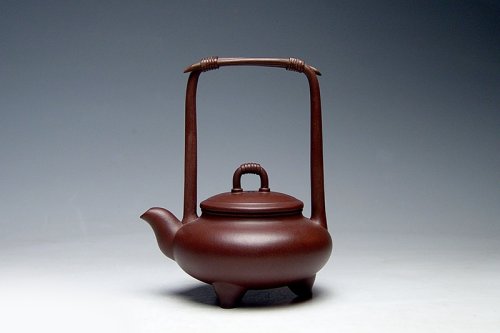 张楠紫砂壶 玲珑提梁 