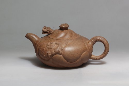 吕美萍紫砂壶 鱼化龙 