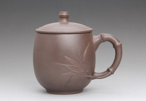 吕伟紫砂壶 紫泥盖杯 