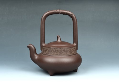蔡利平紫砂壶 北瓜提梁 