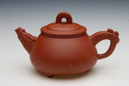 汤鸣皋紫砂壶 龙凤石瓢红 