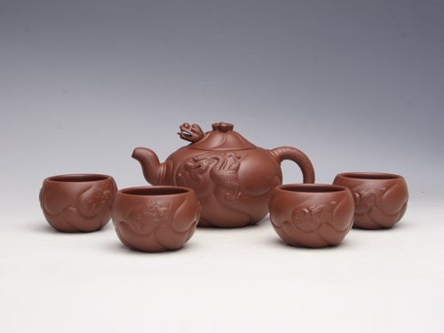 浦兮凤紫砂壶 鱼化龙套壶 原矿底... 