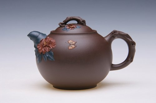 赵曦鹏紫砂壶 凤穿牡丹 