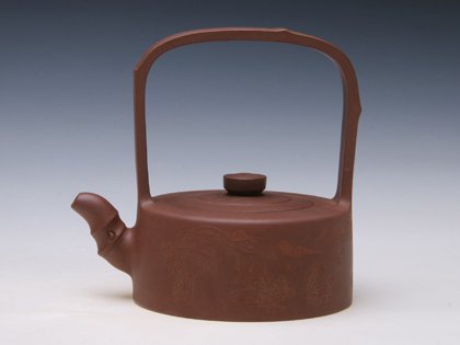 范亚萍紫砂壶 扁竹提梁 