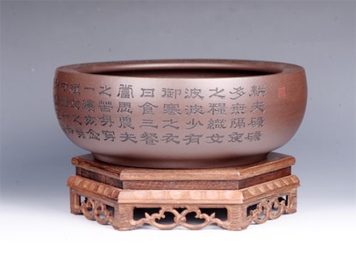 董建平紫砂壶 陶刻水洗 