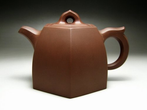 管小平紫砂壶 六方棱角 
