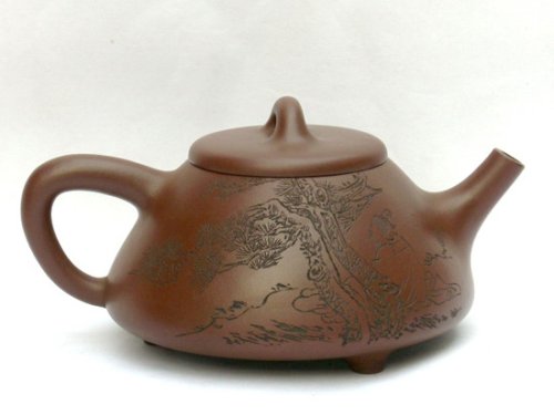 杨仁勤紫砂壶 石瓢（陶刻人物情趣） 