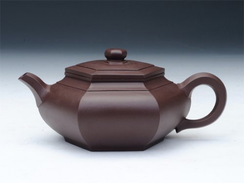 施月红紫砂壶 六方 