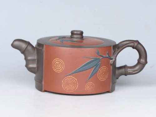 周庚大紫砂壶 四节竹段 