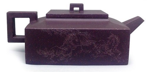 朱斌紫砂壶 紫玉金方壶 