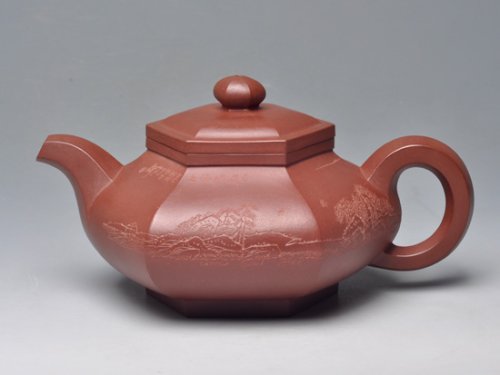 范育君紫砂壶 藏六方 拼紫泥 380cc 