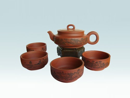 周亚琴紫砂壶 卧轮圆套具 