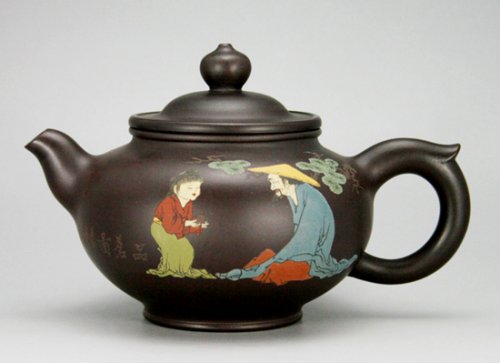 陈正初紫砂壶 彩绘老泥思缘280cc 