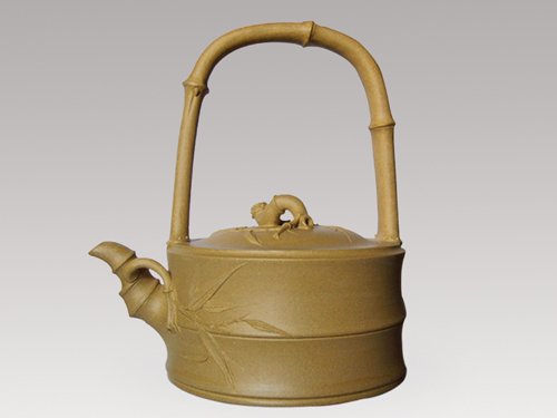 朱建明紫砂壶 竹段提梁 