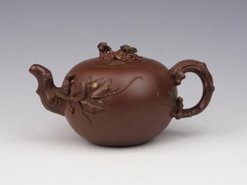 潘月初紫砂壶 松鼠葡萄 