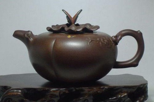 高丽君紫砂壶 彩蝶壶 