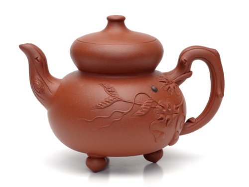 严志军紫砂壶 三足葫芦  泥料：原矿清水泥  容量：400CC 