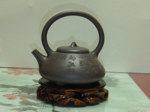 周建芬紫砂壶 曼生提梁 