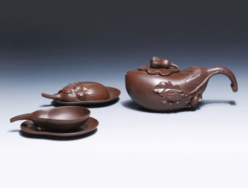 倪顺生紫砂壶 紫茄茶具 