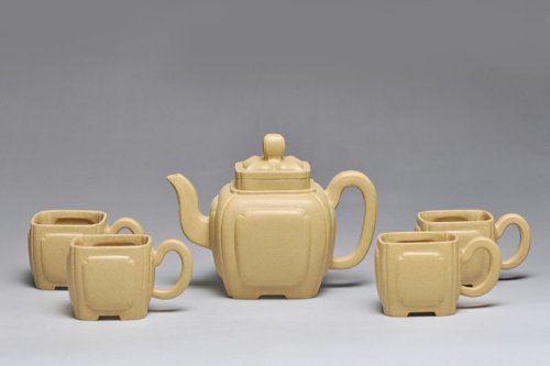 蒋泽军紫砂壶 开光菱花组壶 