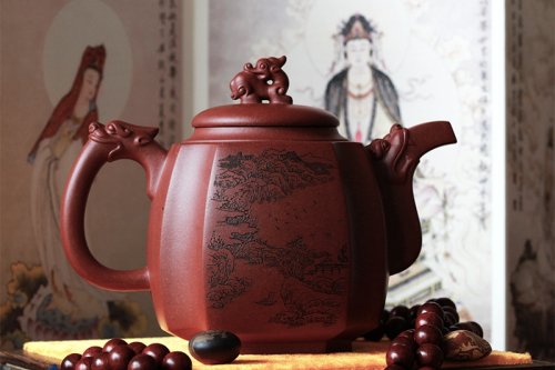 张亦紫砂壶 四方祥瑞 
