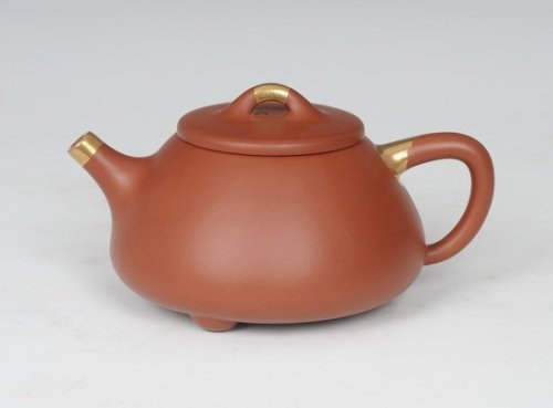 朱陶军紫砂壶 包金石瓢 