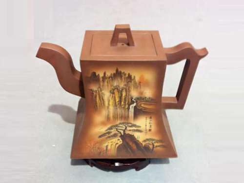 任祁英紫砂壶 山水大升方 