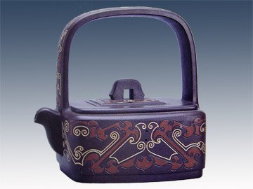 鲍仲梅紫砂壶 玉带提梁壶 