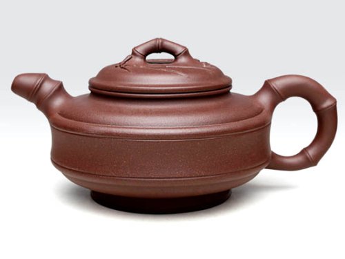 严志军紫砂壶 竹鼓  泥料：老紫泥  容量：500CC 
