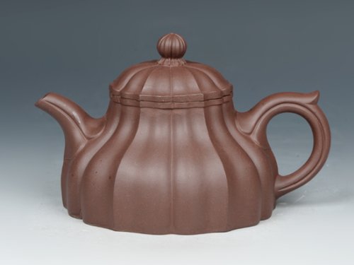 罗荣贤紫砂壶 菱花  黄龙山老紫泥  320cc 