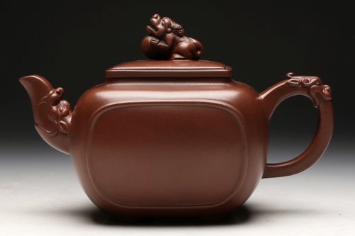 潘持平紫砂壶 四方瑞兽壶 