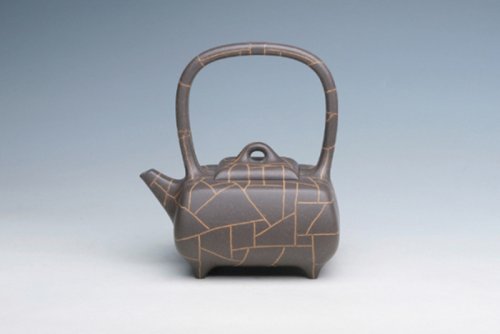 谢永新紫砂壶 冰纹提梁 