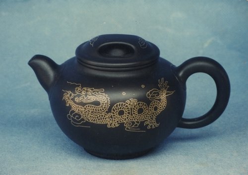 邵亚平紫砂壶 金丝嵌龙 