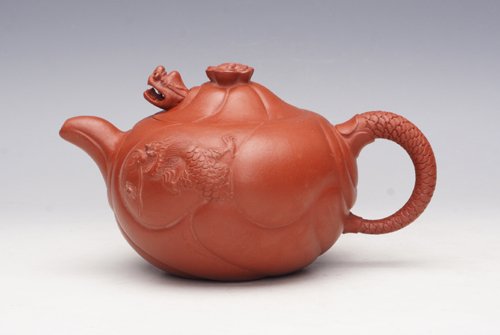 许新禄紫砂壶 大红袍鱼化龙 