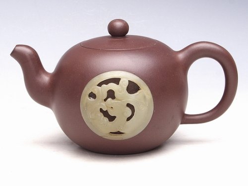 郑彪紫砂壶 一粒珠镶玉 