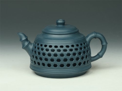 董建忠紫砂壶 双层镂空竹编 