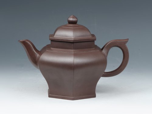 罗有财紫砂壶 高六方 
