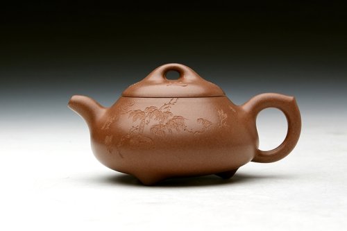 华建中紫砂壶 矮石瓢 